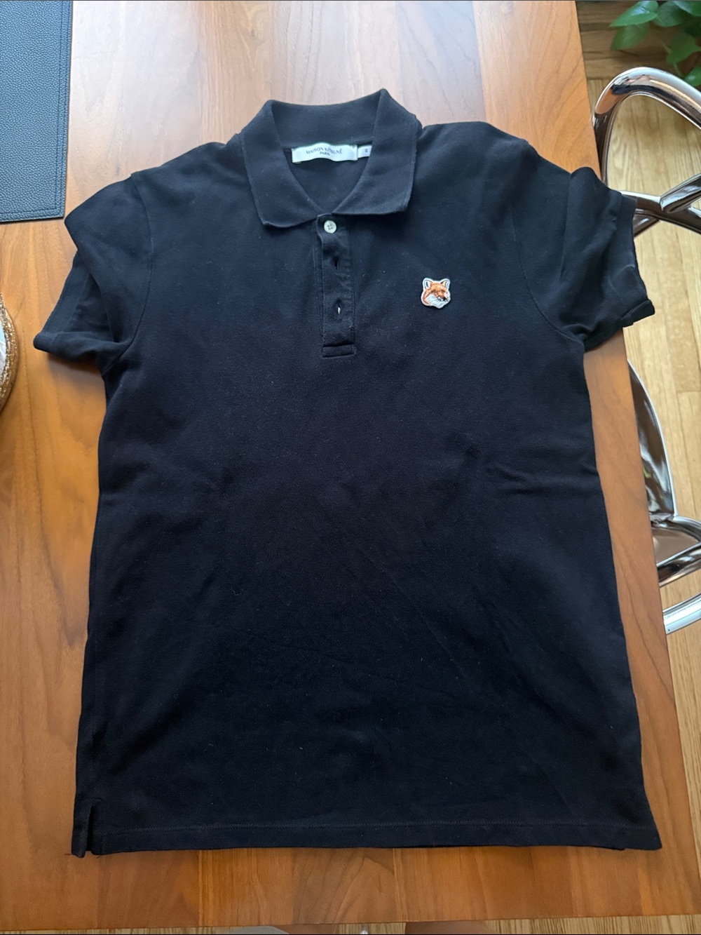 MAISON KITSUNE Black Polo with Fox Head Patch